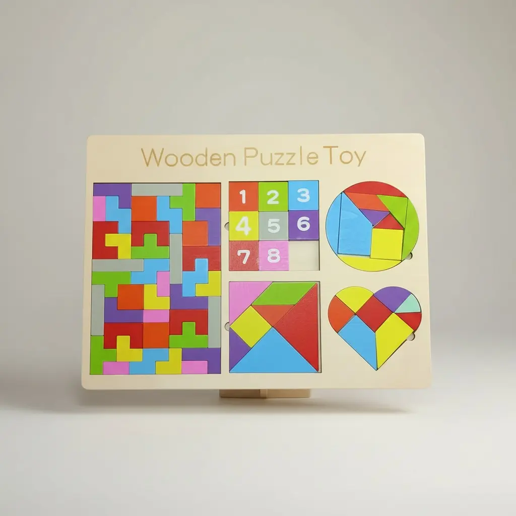 Wooden Puzzle Toy (3 IN 1 TETRIS + TANGRAM + KLOTSKI)