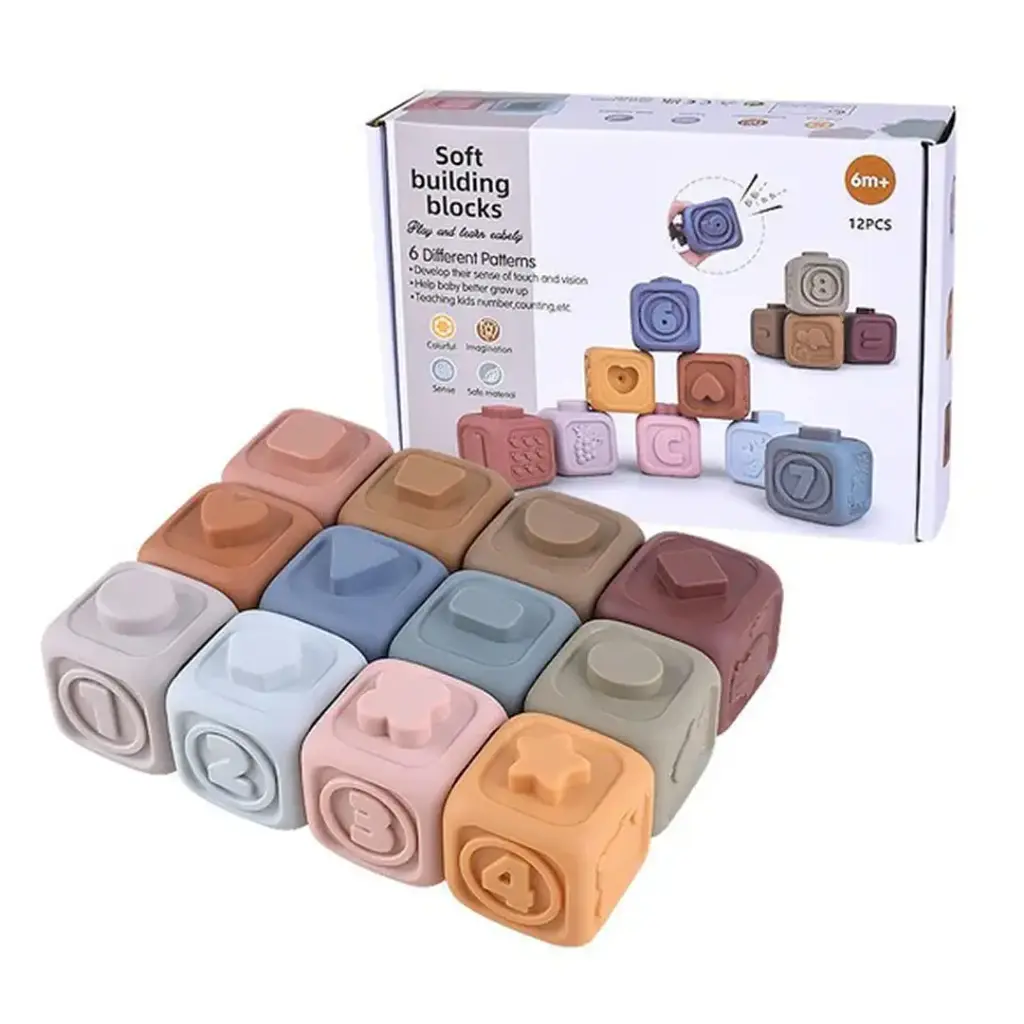 Mayblon Baby Soft Stacking Building Blocks 12 Pcs 