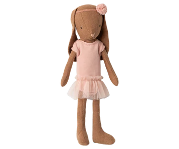 Maileg Danish Bunny, Size 1 - Chocolate brown - Ballet suit and skirt rose