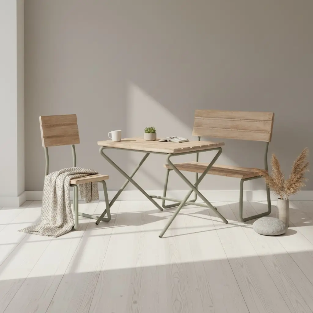 Maileg Danish Garden set, Table w. chair and bench, Miniature