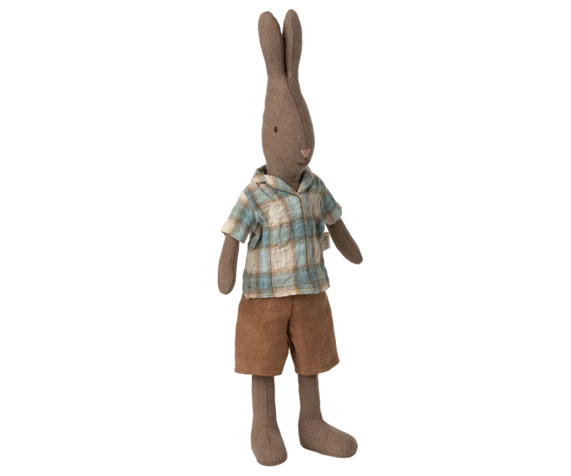Maileg Danish Rabbit, Size 2 - Brown - Striped blouse and pants