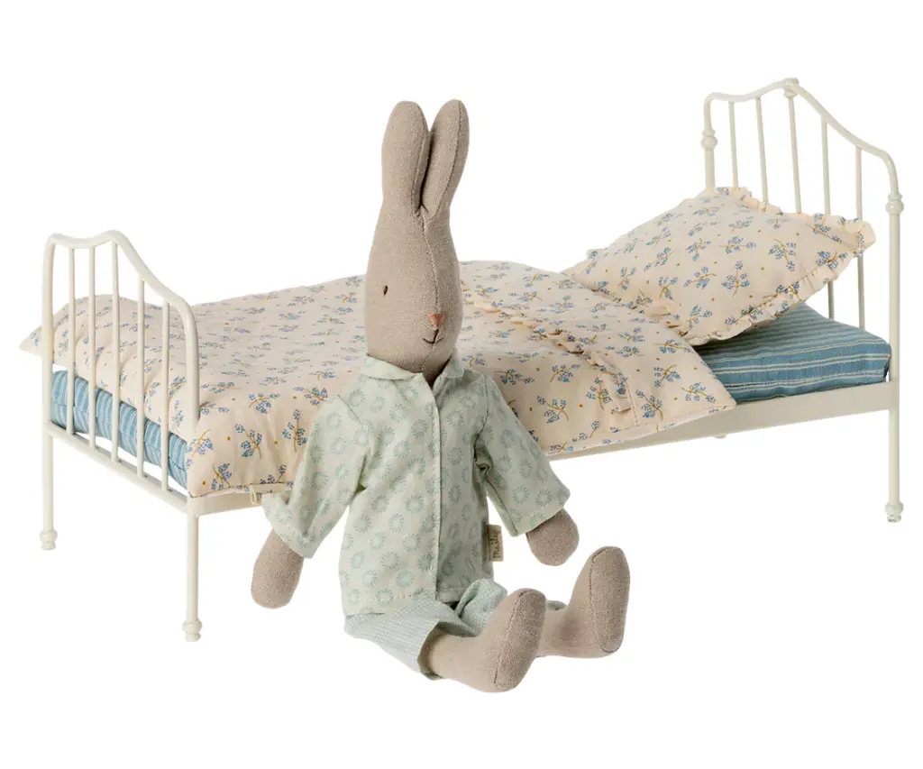  Maileg Danish Vintage bed, Miniature - Blue 