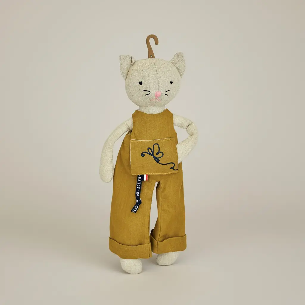 Mailou Perlipopette chat en salopette olive | Corail | Rose | Bleu