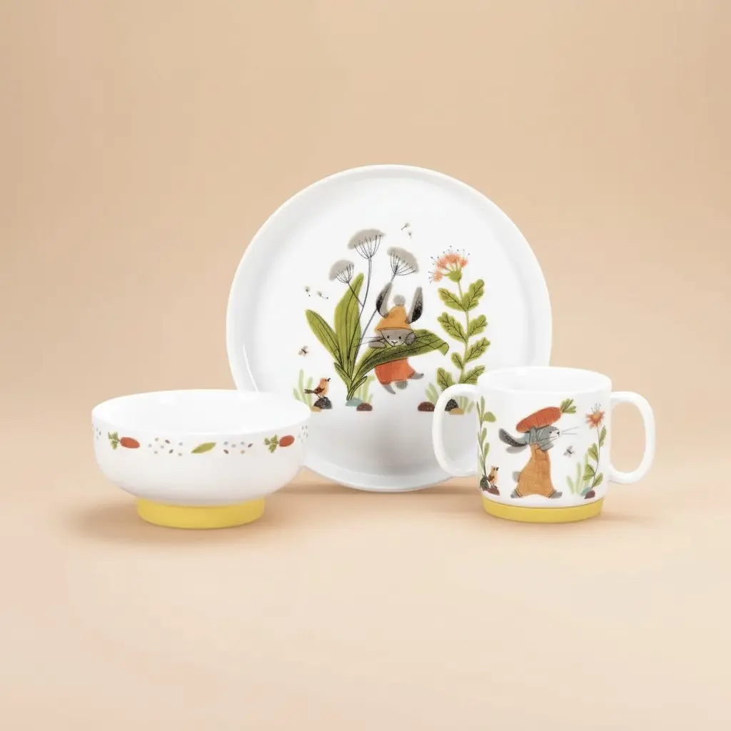 Moulin Roty Porcelain dish set Trois Petits Lapins