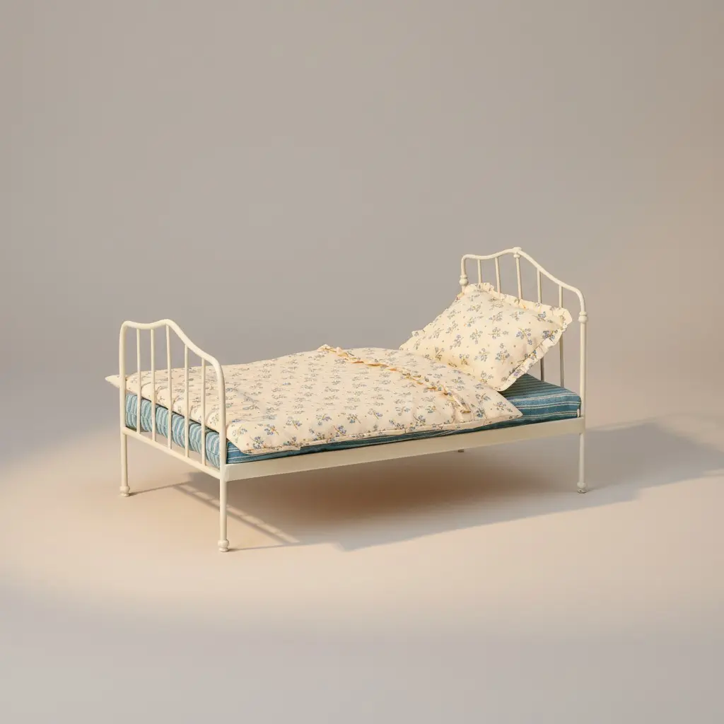  Maileg Danish Vintage bed, Miniature - Blue 