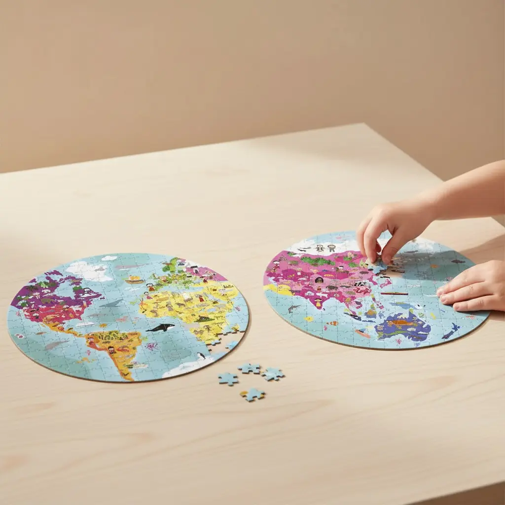JANOD WORLD BOTH SIDE ROUND PUZZLE