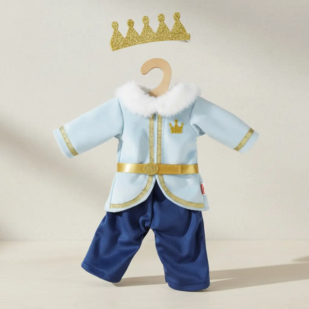 Heless Doll outt "Winter Prince Luka" with crown and plush  collar, size 28-35cm"