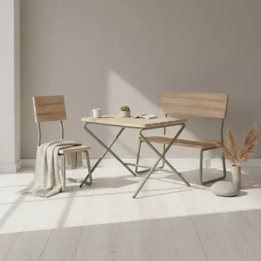 Maileg Danish Garden set, Table w. chair and bench, Miniature