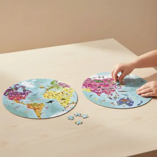 JANOD WORLD BOTH SIDE ROUND PUZZLE