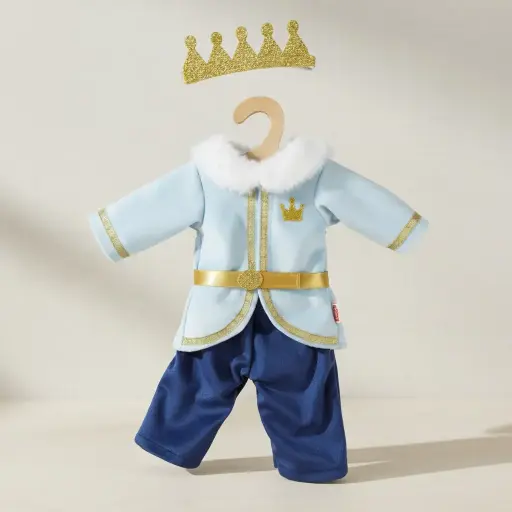 Heless Doll outt "Winter Prince Luka" with crown and plush  collar, size 28-35cm"