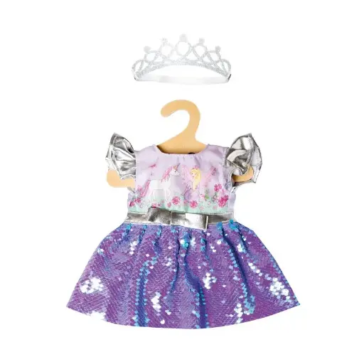 Heless Dress 'Fairy & Unicorn' with silver crown, size 28-35 cm